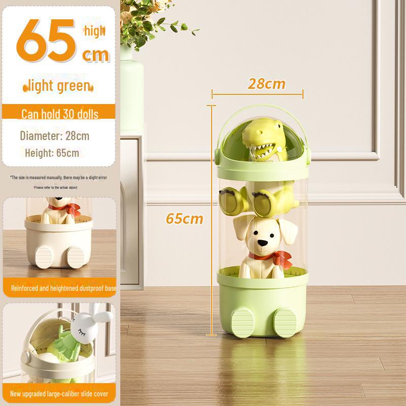 Large Plush Doll Storage Bucket - Cartoon Design, Dustproof, with Buckle for Kids