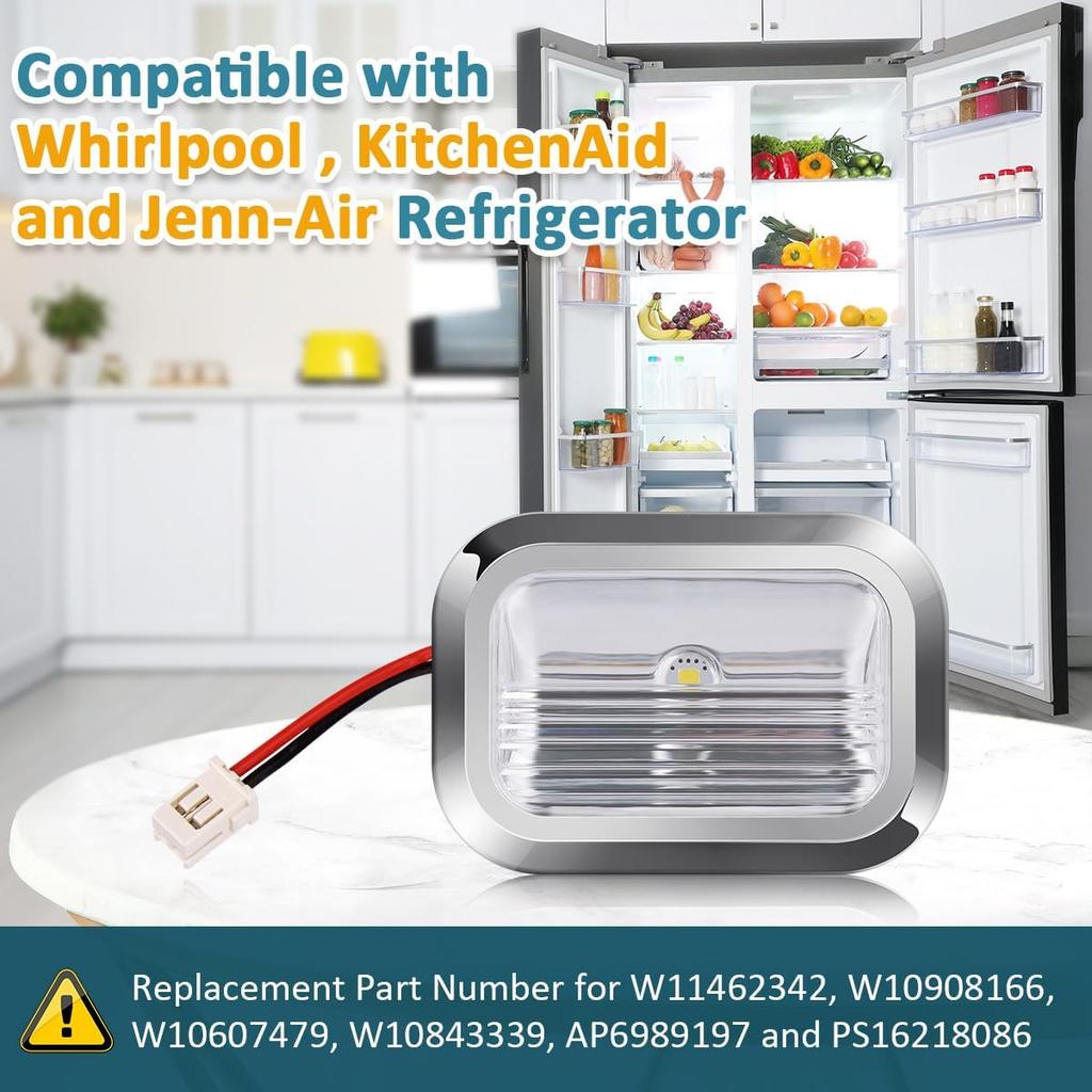 W11462342 Refrigerator LED Light Assembly for Whirlpool Kitchen Aid Jenn Air Light Module -Replaces W10607479 W10843339 W10908166