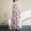 Literary Aging New Floral Vacation Style Travel Round Neck Long Sleeve Dresses