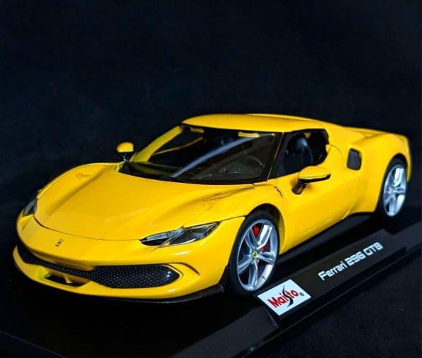 Maisto 296 GTB Yellow Speciale 1/18 Scale Special Edition Diecast Car with Display Base, Opening Doors, and Working Suspension