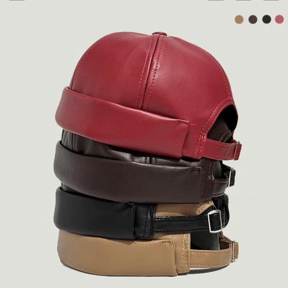 Men Women PU Leather Landlord Caps Retro Autumn Winter Adjustable Melon Skin Hats Hip Hop Hat Painter Cap Fashion Men Street Hat