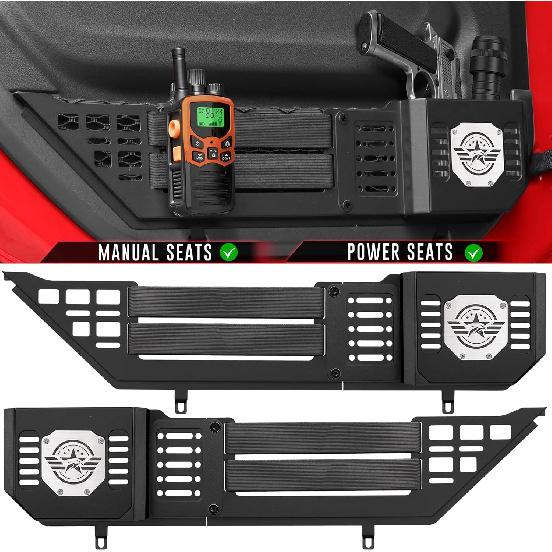 VEILS Front Door Storage Box for Jeep Wrangler JL JLU 4XE (2018-2025) & Gladiator JT (2020-2025) Accessories, Fits Manual/Power Seats, Heavy-Duty