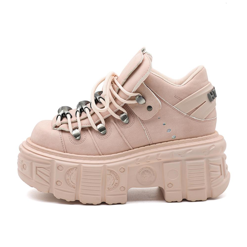 Sommerliche dicksohlige Metall-Muffin-Schuhe mit Absatz, Street-Punk-Schuhe mit Tanksohle, High-Top-Schuhe, Damenstiefel