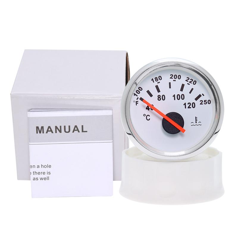 ZMFJH 2"52MM Water Temperature Gauge 40-120℃,100-250℉ Pointer Water Temp Meter Red Light for Universal Car Boat Yacht 12V24VDC