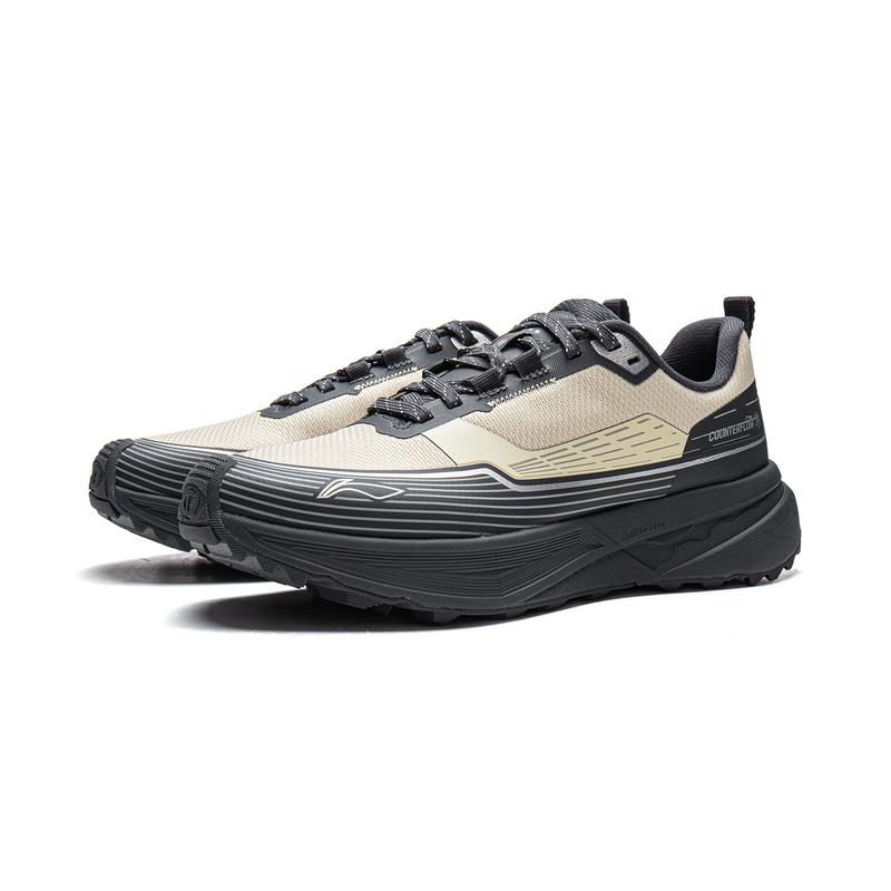 Li Ning Outdoor CF Tracing, Inter Industry Low top Hiking Shoes Unisex Dune Khaki/Ebony Black AHCV037-14