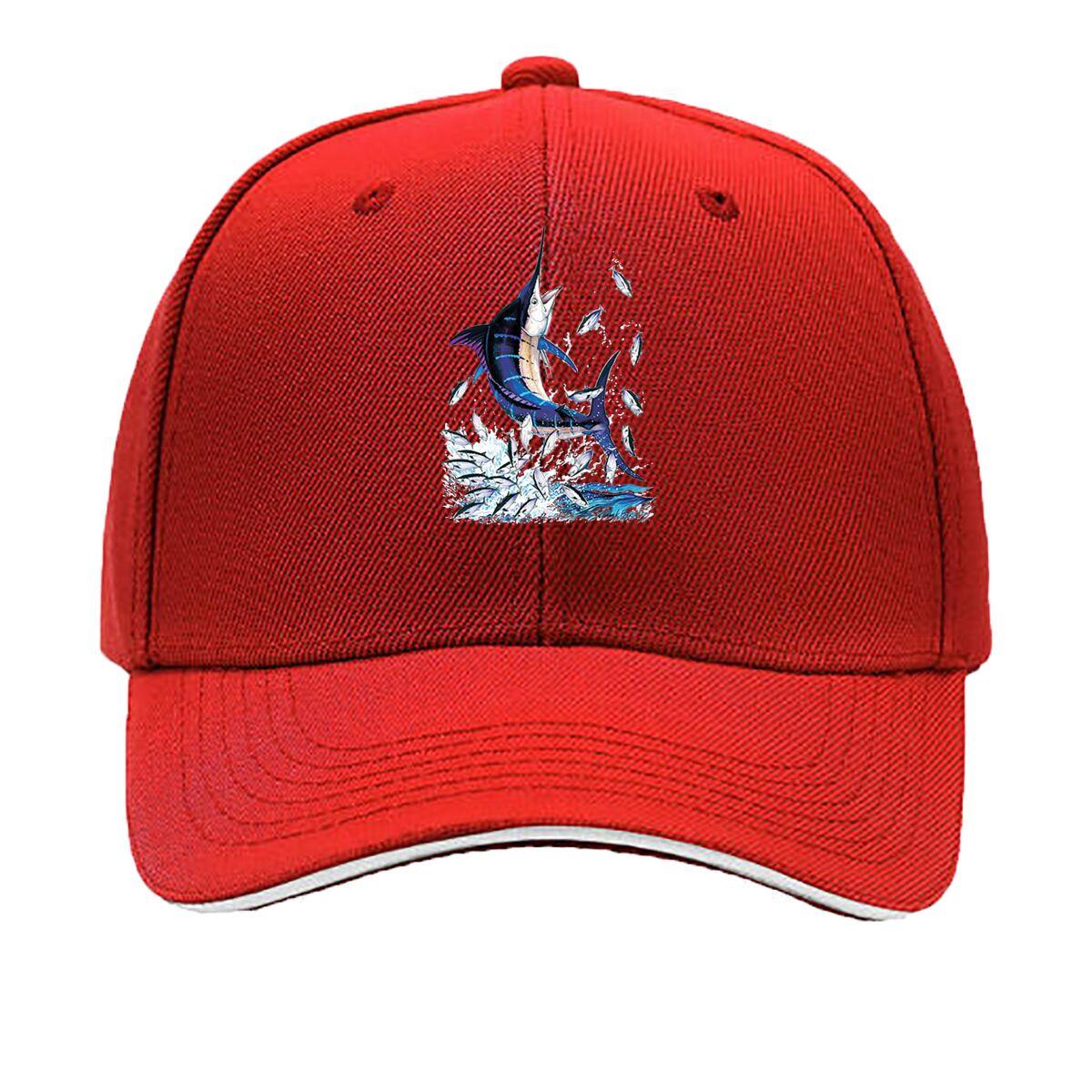 

Vibrant Marlin Jump Underwater Scene pattern Sandwich Baseball Cap For WoUnisexs Unisex FeUnisex Beach Dad Hat One Size
