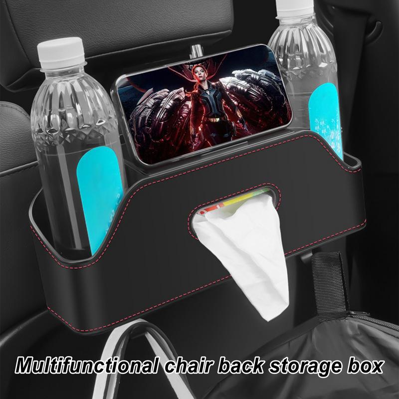 Portable Car Backseat Organizer Storage Box With Hook Auto Interior Decoration Drink Cup Tissue Holder Travel Accessories