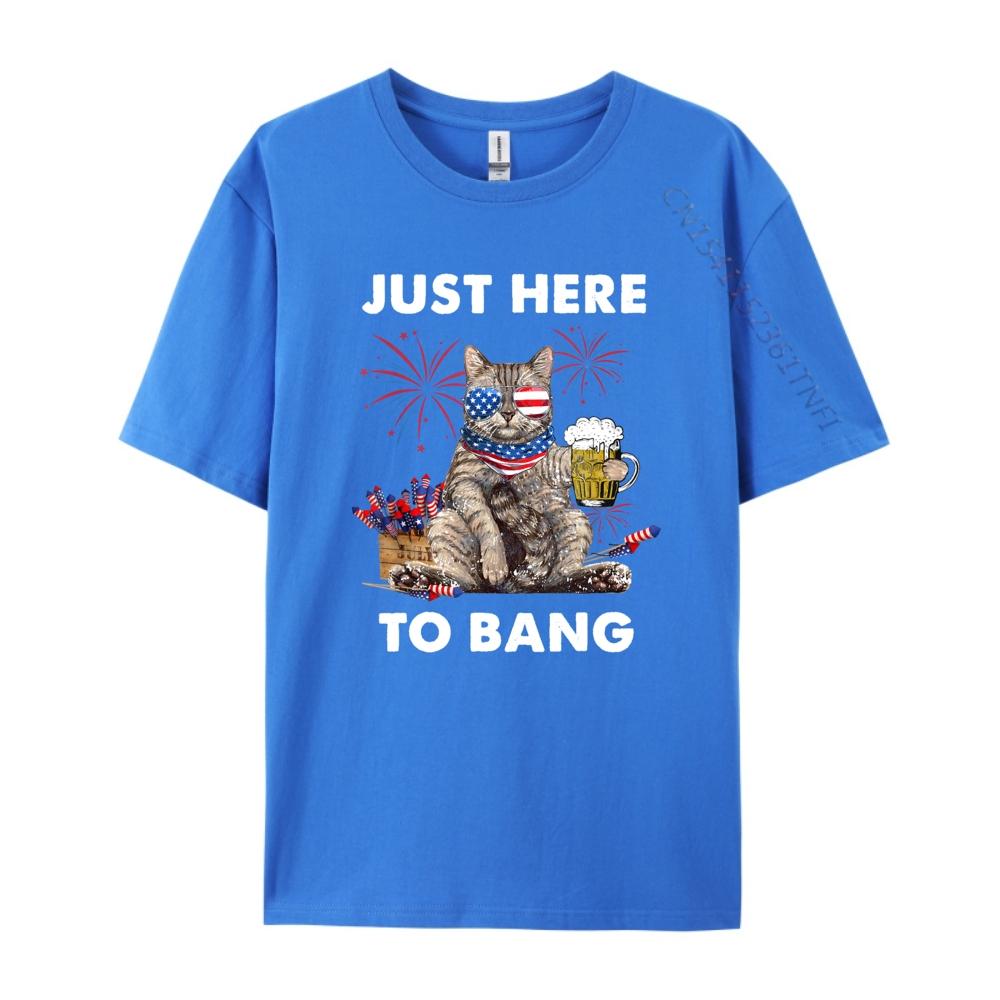 Just Here To Bang USA Flag Funny Beer 4th Of July Cat Lover Men Graphic Tees Mens Clothing Mothers Day