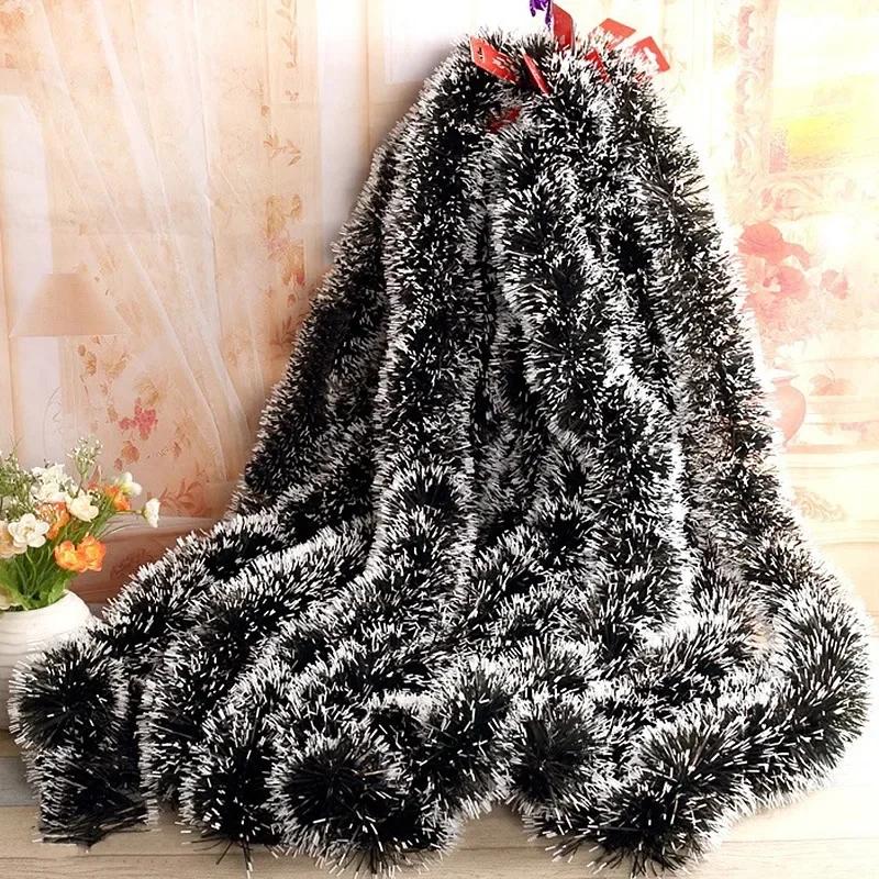 40/2m Artificial Christmas Tinsel Ribbons Xmas Tree Hanging Pendents Ornaments Green Cane Ribbon Garland Wreath Home Party Decor