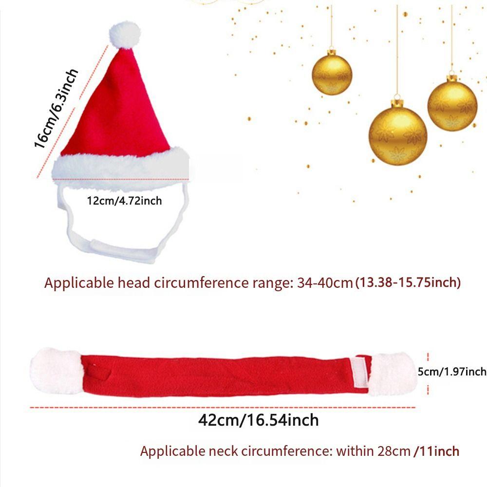 2Pcs/Set Santa Claus Scarf Christmas Pet Costume Set Christmas Decoration  Animal Decorate