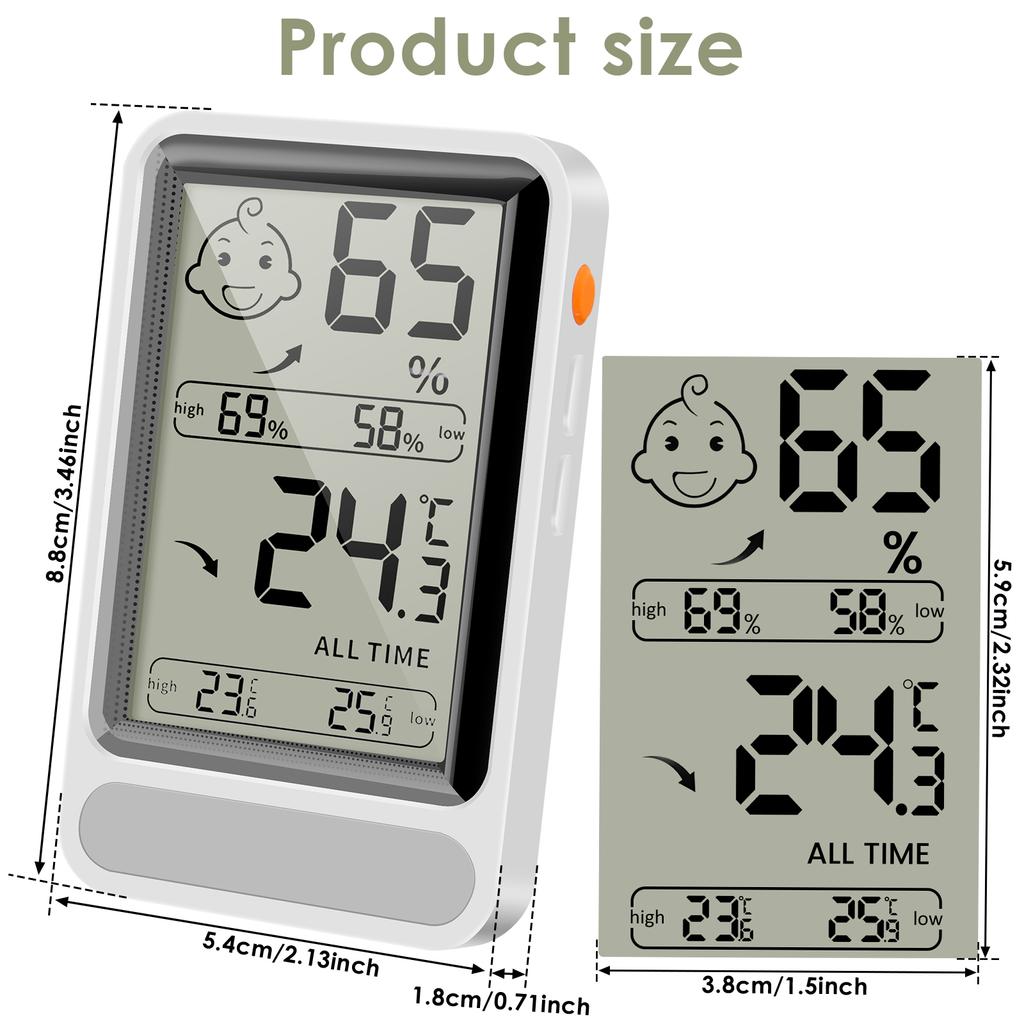 Digital Thermometer Hygrometer Measure High Precision Indoor Room Large Screen LCD Monitor Weather Station Outdoor