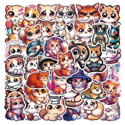 50 Adesivos Graffiti de Gato Estilo Novo Decorar Carro Laptop Anotação à Mão Adesivos à Prova d'Água