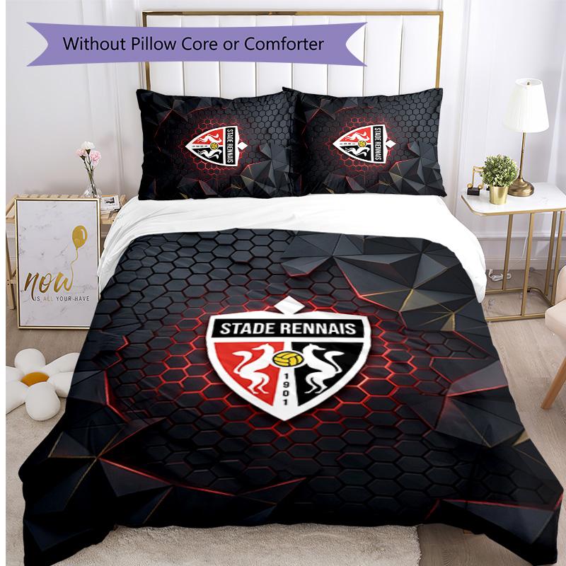 Stade Rennais FC Printed 3PCS Bedding Set Breathable Duvet Cover with Pillowcases Decorative Bed Linen for Bedroom Home