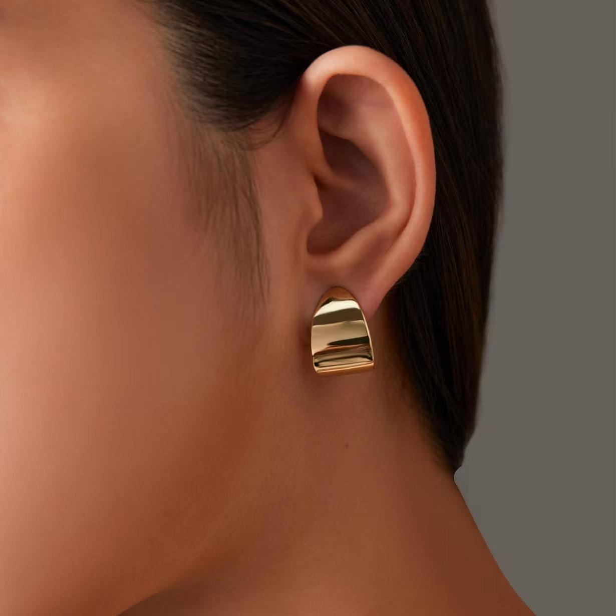 

Gold Plated Brass Triangle Earrings: Bold & Simple Design for Women