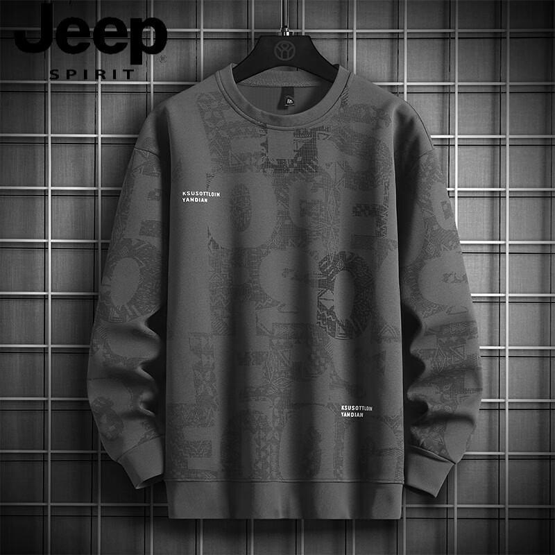 JEEP SPIRIT Men s Casual Round Neck Pullover Sweatshirt 5XL