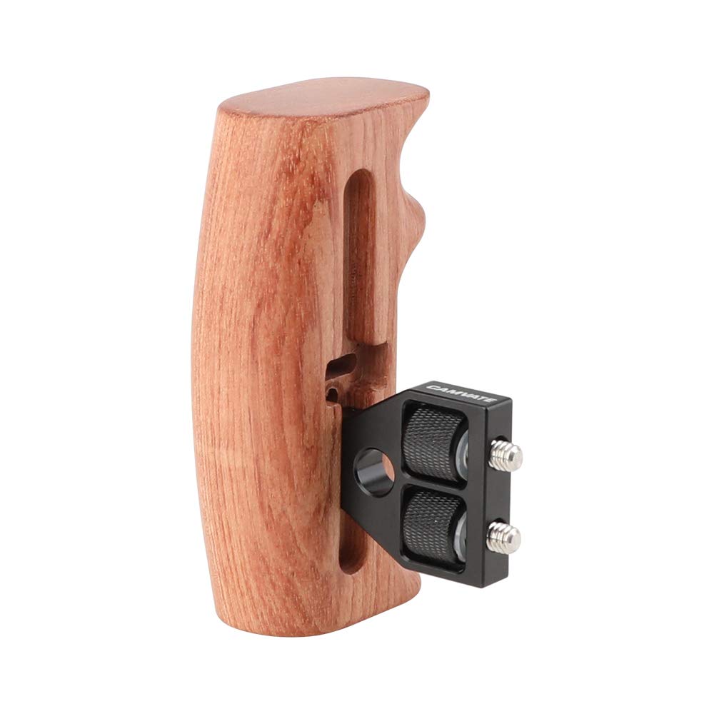 CAMVATE Wooden Hand Grip with 1/4" Mounting Screw Connector for DSLR Camera Cage (Switchable for Right/Left Hands)