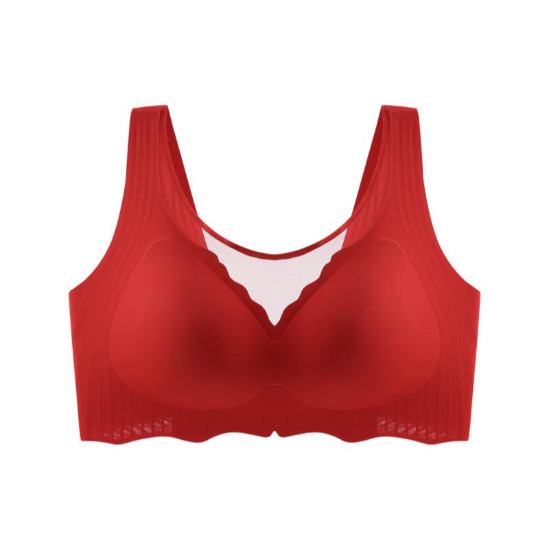 

Underwear, pull full cup comfort, anti-sagging, widening, closing breasts, anti-expansion and thin bra large size 75B красный