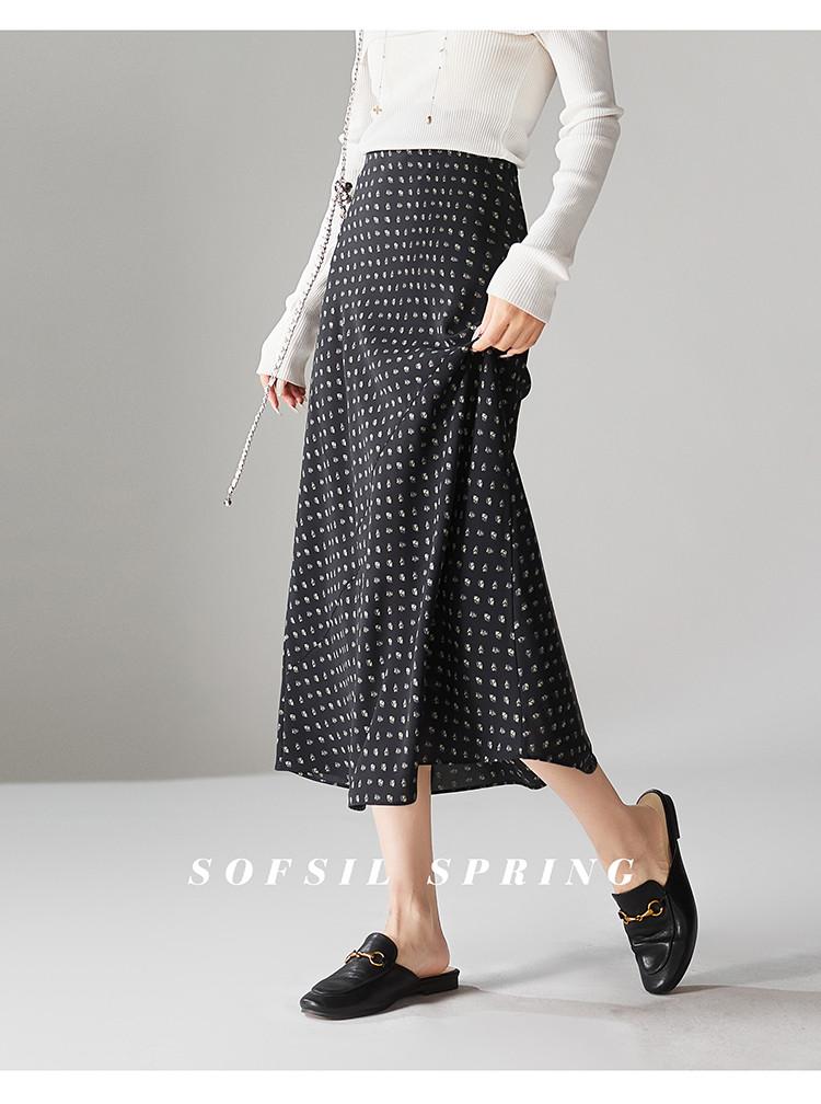 High Waisted Printed Bag Buttocks Fish Tail Skirt 2026 Spring Fashion Temperament Versatile Mid Length Skirt