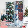 2pcs 2D flat printing Merry Christmas Popular Window Curtains Christmas Snowman Gifts Wreath Bells Polyester Fabric Without