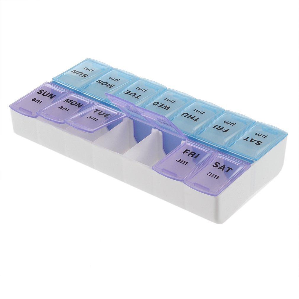 

Plastic Portable 14 Compartment Pill Organizer With Sealed Cover For Travel And Home Use