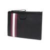 Bally Bollis Classic Red And White Striped Business Zipper Logo Leather Wallet Clutch Men Wallets Black 6224351