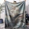 Cat Riding a Shark Throw Soft Flannel AC Blanket Lightweight Summer Nap Throw Cozy  Blanket for Sofa Bed Travel Home