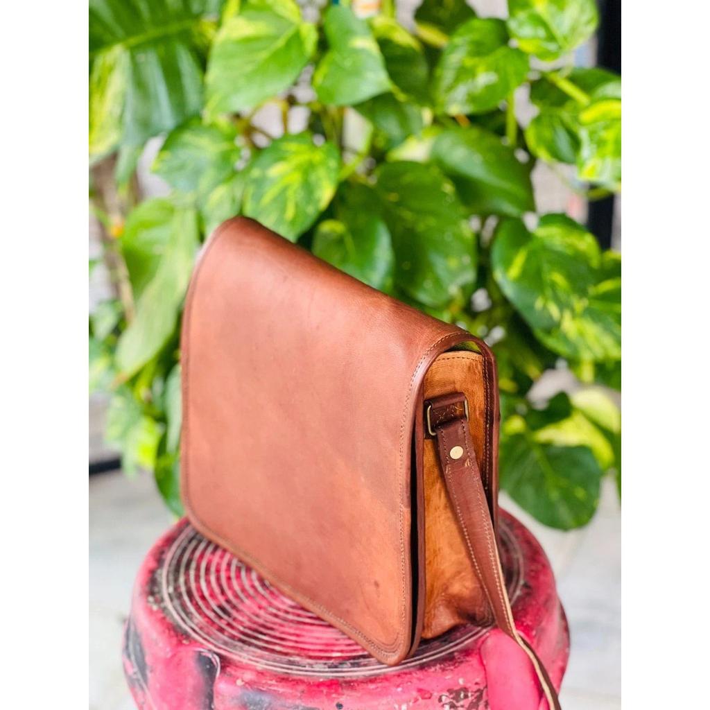 Handmade Vintage Goat Leather Laptop Messenger Bag Rare Men's Briefcase Satchel