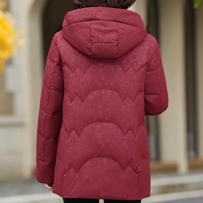 Middle Age Women Winter Short Down Coats Vintage Plus Size Parkas Hooded Elegant Thick Warm Down Jackets Woman Outerwears