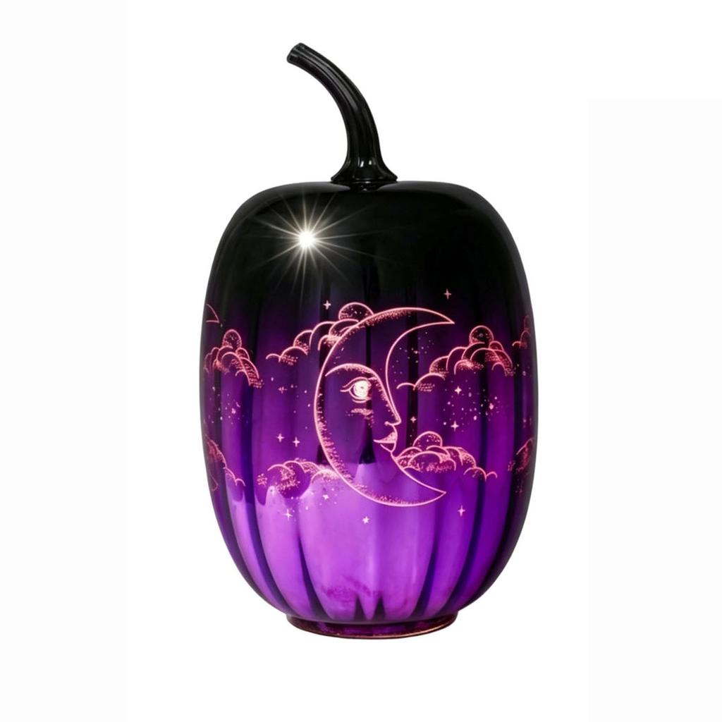 Halloween Purple Pumpkin Resin Decorative Light for Home and Party Decor