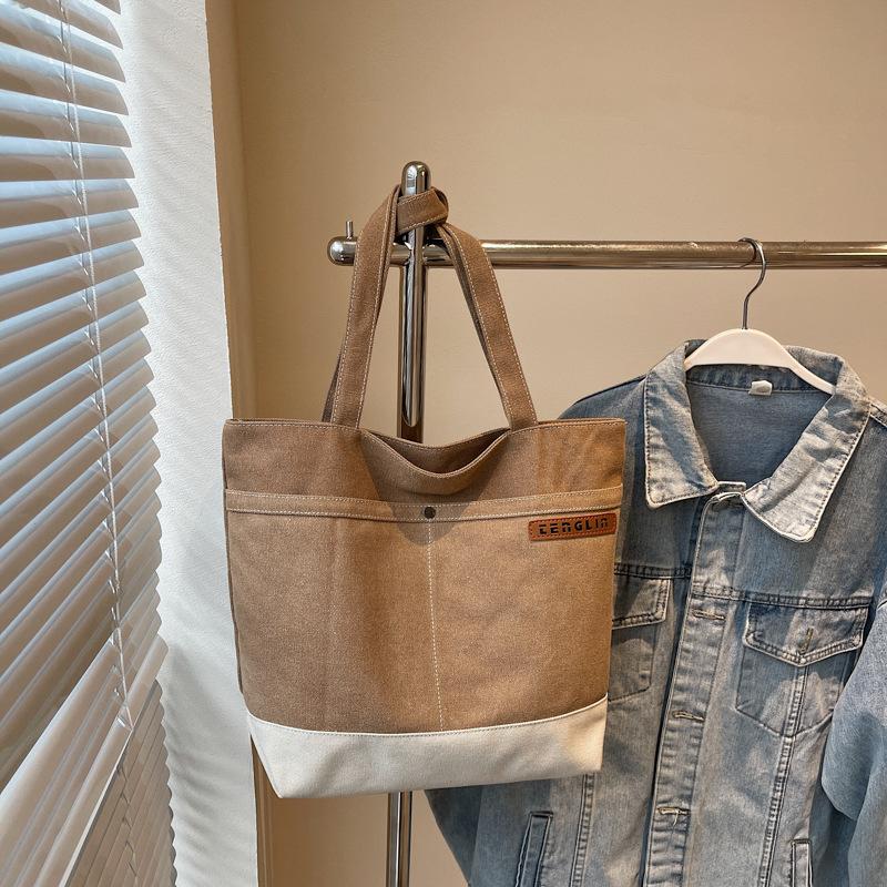 Students in class Japanese shoulder versatile simple large-capacity canvas leisure commute literary tote handbag
