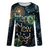 Damen Winter Rundhals Langarm T-Shirt 2024 Neujahr Bedrucktes Oberteil
