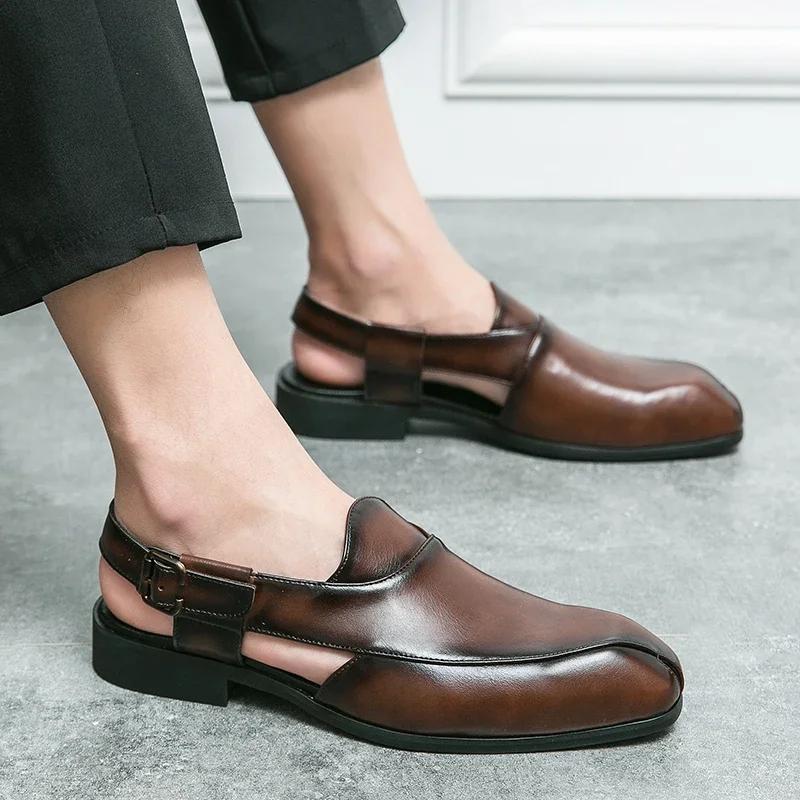Summer Mens Casual Shoes Designer Leather Outdoor Sandals High Quality Comfortable Beach Sandals For Men Driving Casual Shoes