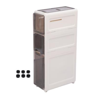 Narrow Storage Cabinet with 6 Wheels Water Proof Slim Drawer Organizer for Bathroom Laundry Small