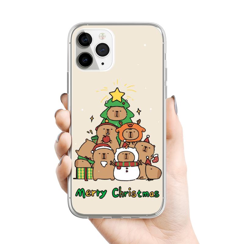 

Capybara New Year Phone Case For iPhone 16 15 11 12 14 13 Pro Max Mini Plus XSM XR SE2 7 8 Merry Christmas Mobile Phone Covers iPhone7 8 or SE2