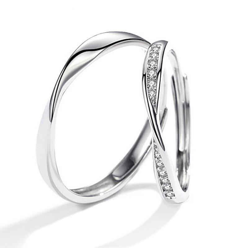 Mobius Zirconia Diamond Adjustable Couple Rings - Elegant Men s & Women s Wedding Bands Men s Mobius Ring