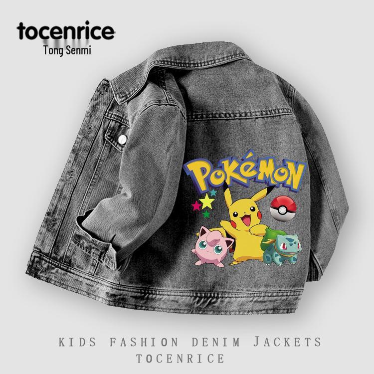 

Children s Pikachu Denim Jacket - Spring/Autumn 2025 Casual Pokémon Style for Boys and Girls 120