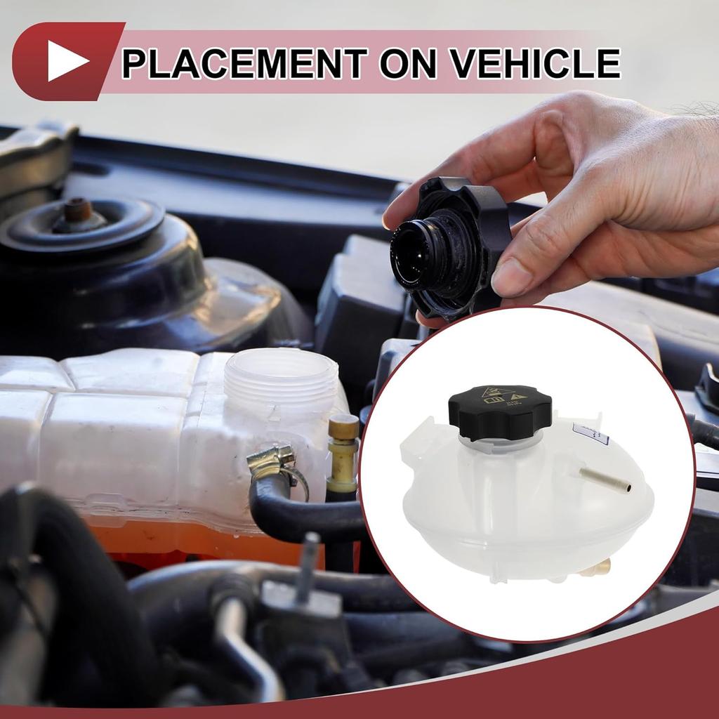 1 Set Engine Coolant Reservoir Water Expansion Tank for Jeep Compass 2017-2022 Coolant Radiator Reservoir Bottle with Cap No.68289857AA/68250057AA