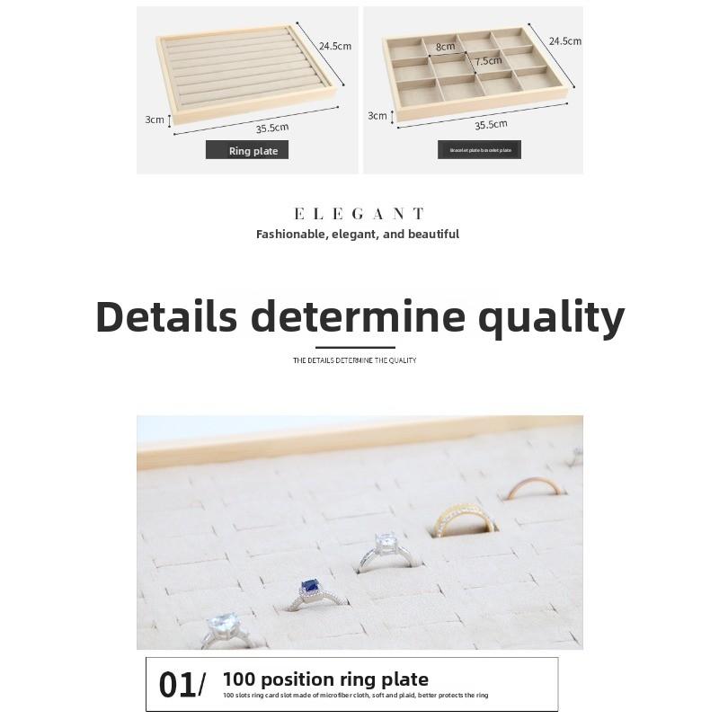 Minimalist natural wood jewelry display tray - stylish ring, necklace, bracelet, watch, and bangle organizer