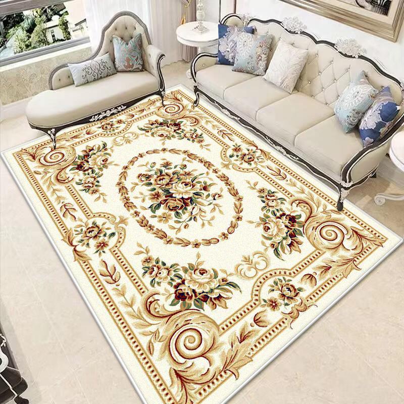 

European Style Golden Carpet Living Room Luxury Bedroom Cloakroom Lounge Decoration Rug Large Size Washable Non-slip Floor Mat 60*90cm