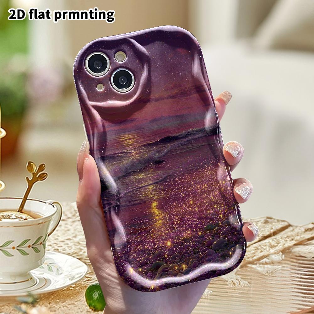 Phone Case: 2D Flat, Fits iPhone 12 Pro To 18, Phone Decoration, Starry Moon Seaside, Perfect Holiday Gift for Christmas and Halloween