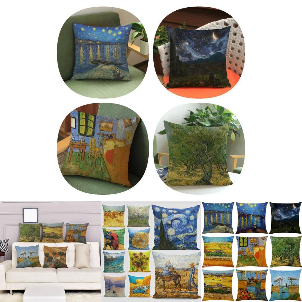 Moderne Künstlerische Ölmalerei Gedruckter Kissenbezug aus Baumwollleinen für Sofas und Autos