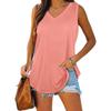 European & American V-neck Swallowtail Sleeveless Solid Color Women's Vest T-Shirt, Casual & Versatile 