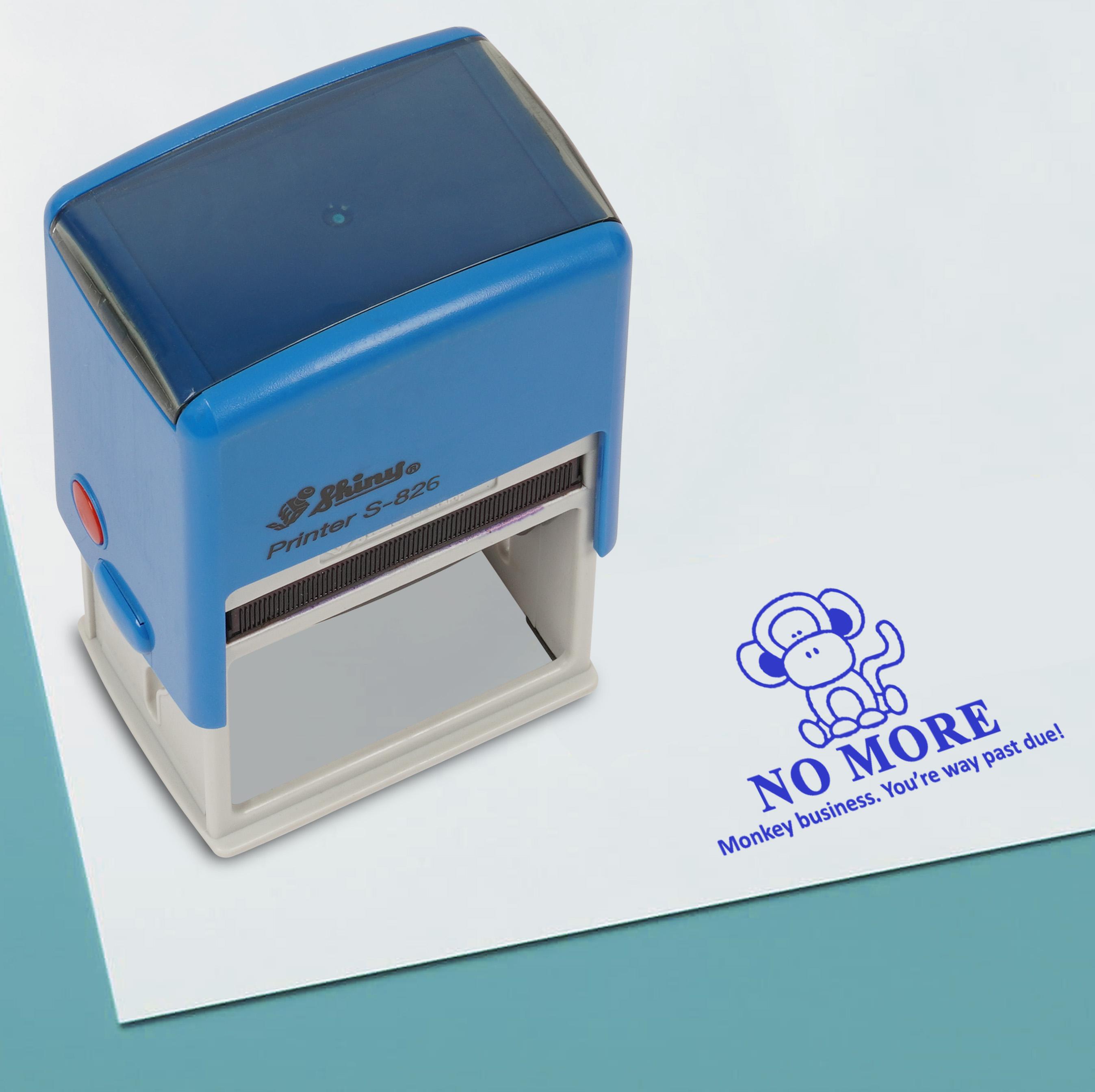 

Printtoo No More Monkey Business Self Inking Rubber Stamp Pre,Inked Office Stamp, Home Office Business Stationery, 41 x 24 mm, Blue - 41 x 24 mm синій