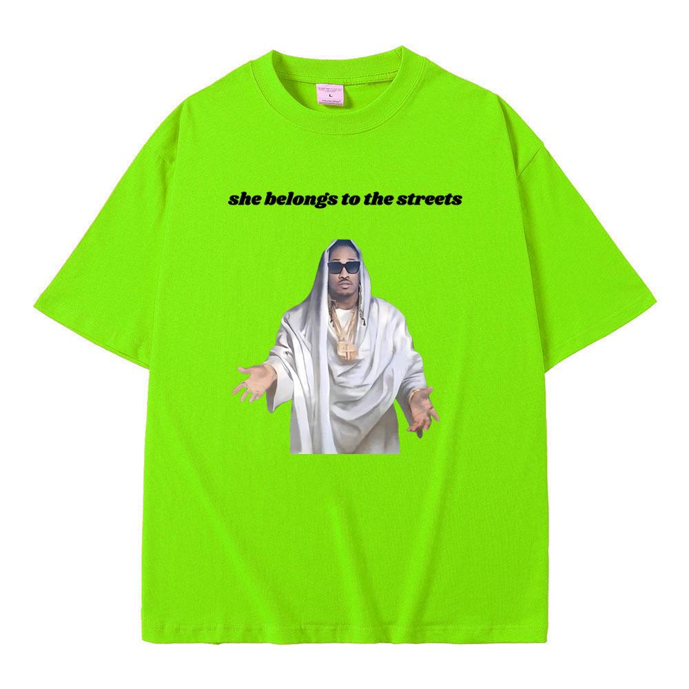 

Забавная футболка с мемом про хип-хоп рэпера Future, она принадлежит улицам, забавная футболка с принтом Future Jesus, мужские хлопковые футболки оверсайз 3XL