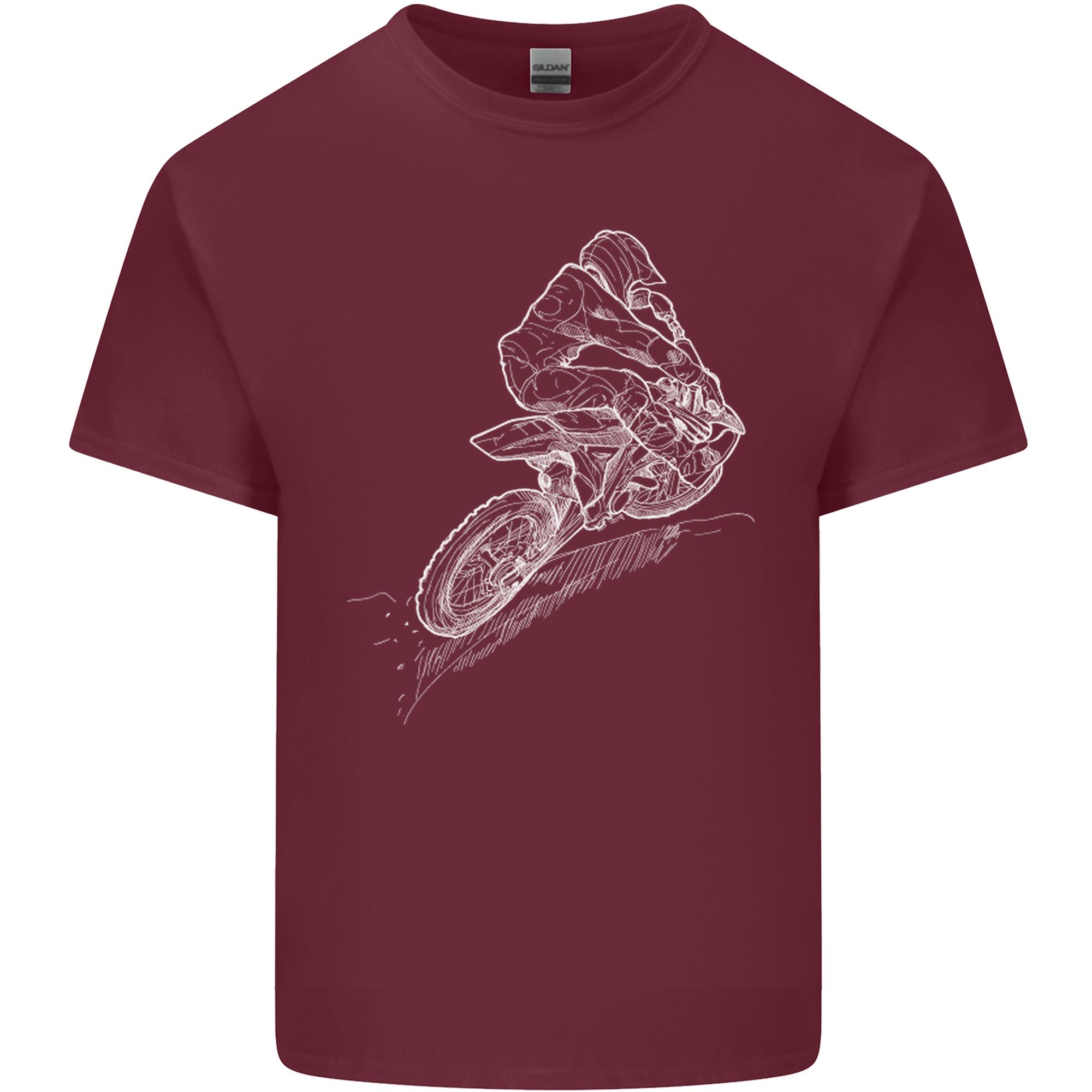 Motocross Rider Drawing Dirt Bike MotoX Unisexs Light Cotton TShirt S