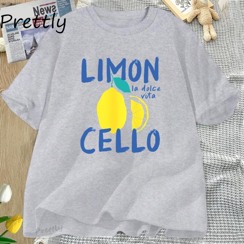 Lemon Print Women T Shirt Summer Vacation T-Shirt Retro Graphic Tee Cotton Short Sleeve Vintage Clothes