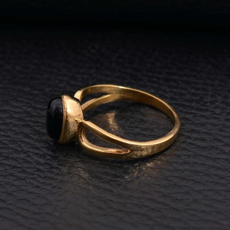 Black onyx Oval gemstone Ring, Solid 925 Sterling Silver Partywear Ring, bezel Ring, Yellow Gold Ring, Stacking Ring