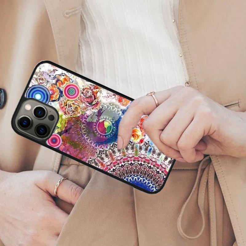 

Indian Pattern Mandala Magnetic Phone Case For APPLE iPhone 17 Air 16 14 13 12 Pro Max 15 Plus Wireless Charge MagSafe Cover iPhone 13mini