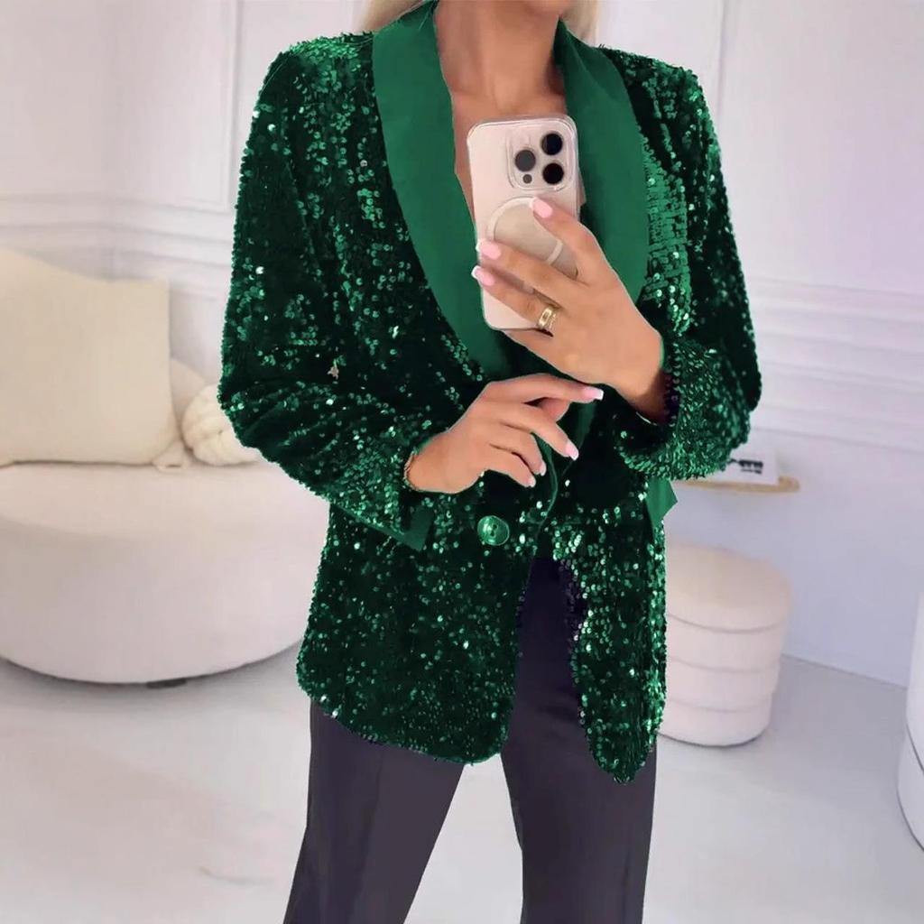 2024 Autumn/Winter European & American Fashion Sequin Lapel Blazer