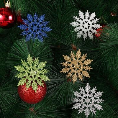 10cm Weihnachten Glitzer Schneeflocke Hängender Anhänger Basteln Weihnachtsbaum Deko Kugel Charmante Festival Party Zubehör